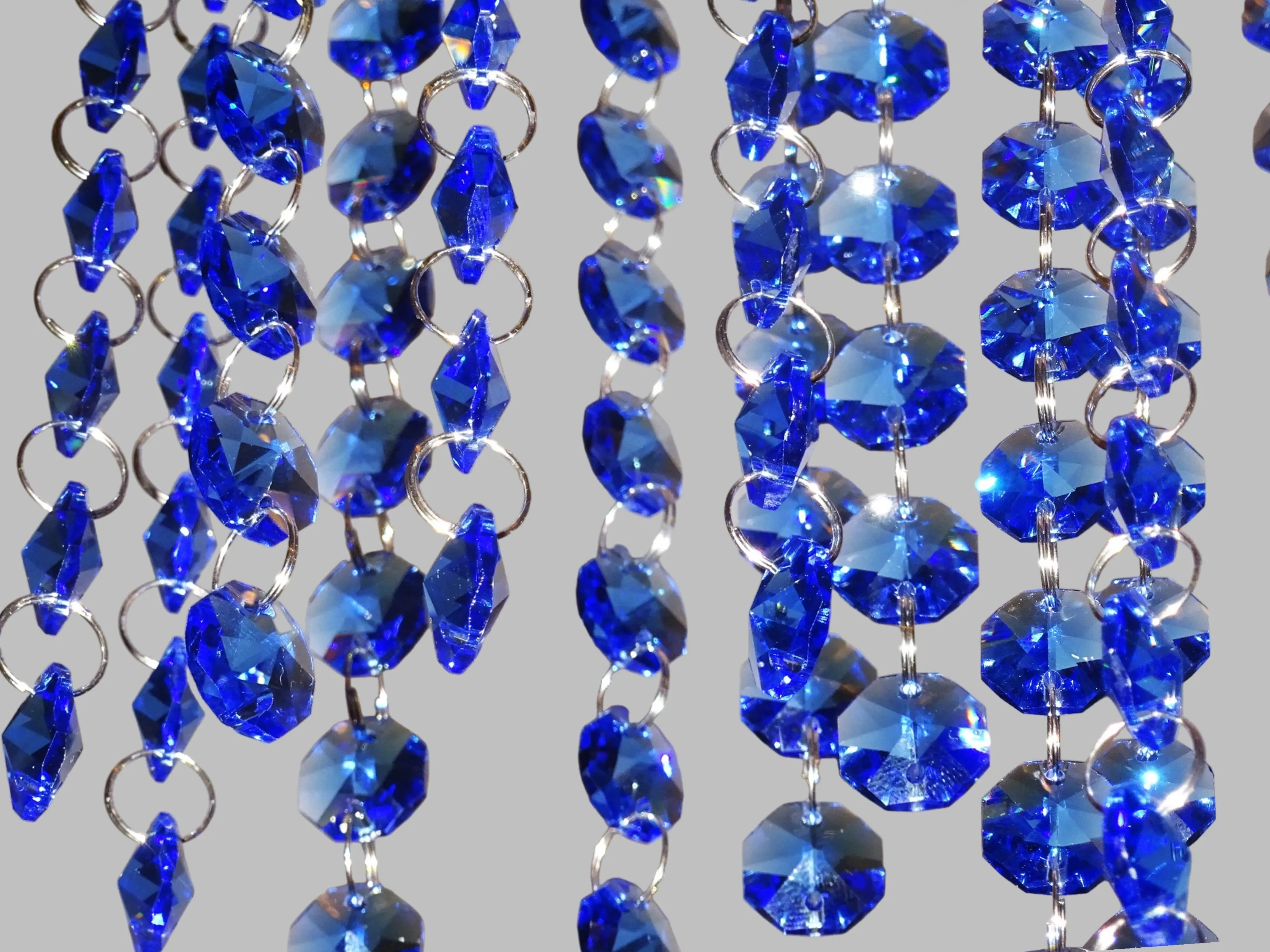 12 Strands Blue 14mm Octagon Chandelier Drops Glass Crystals 2.4m Garland Beads Droplets