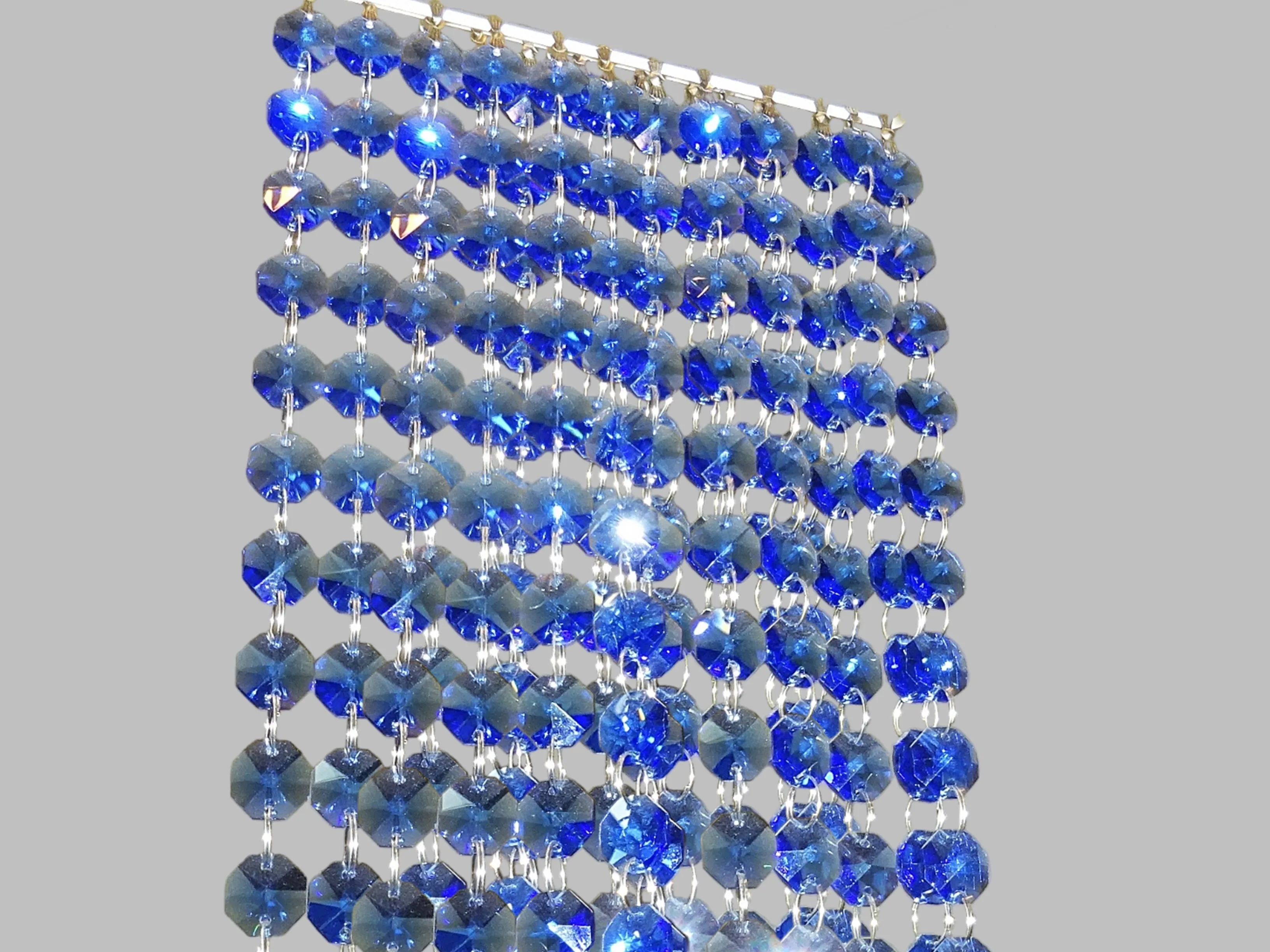 12 Strands Blue 14mm Octagon Chandelier Drops Glass Crystals 2.4m Garland Beads Droplets