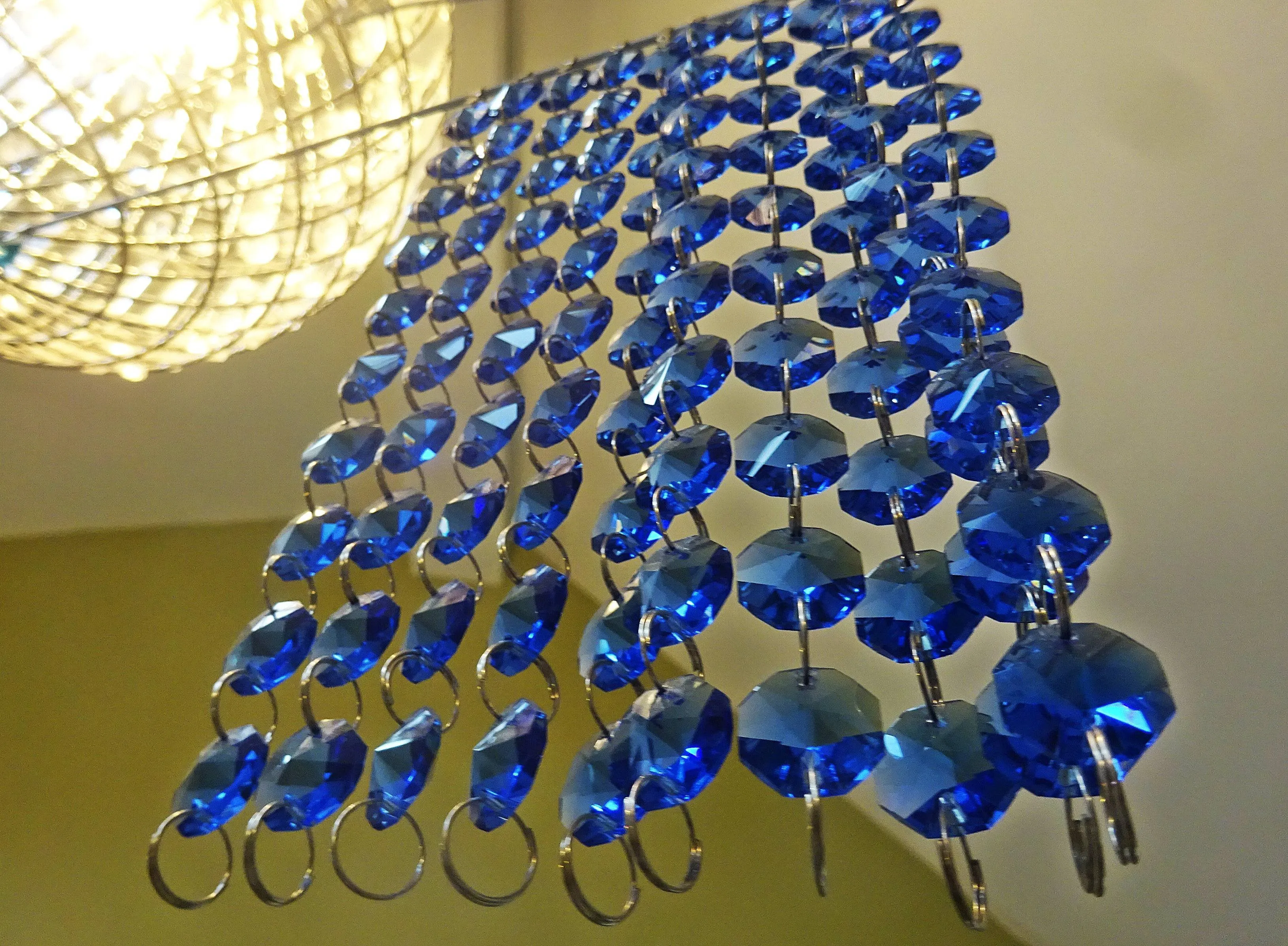 12 Strands Blue 14mm Octagon Chandelier Drops Glass Crystals 2.4m Garland Beads Droplets