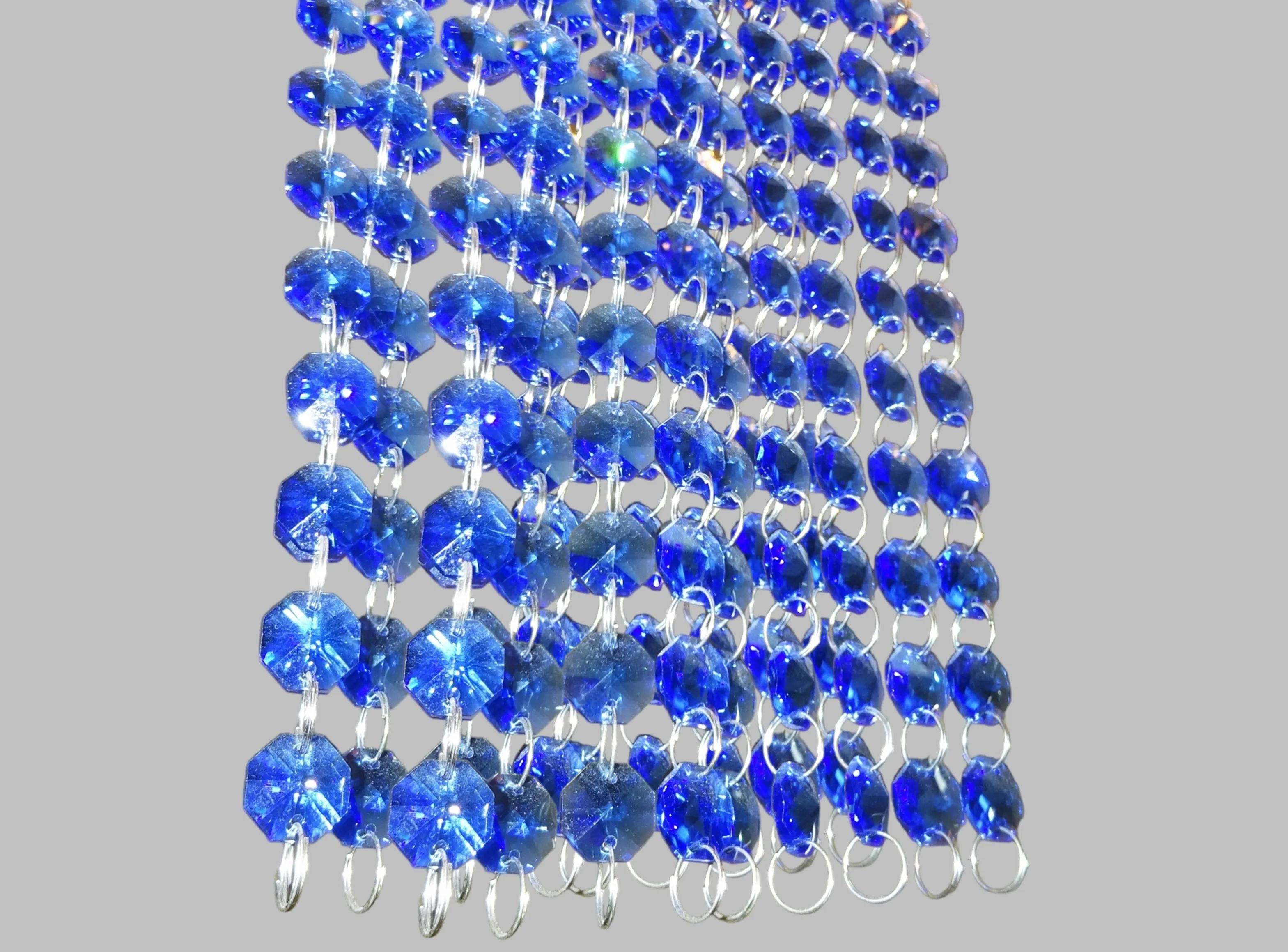 12 Strands Blue 14mm Octagon Chandelier Drops Glass Crystals 2.4m Garland Beads Droplets
