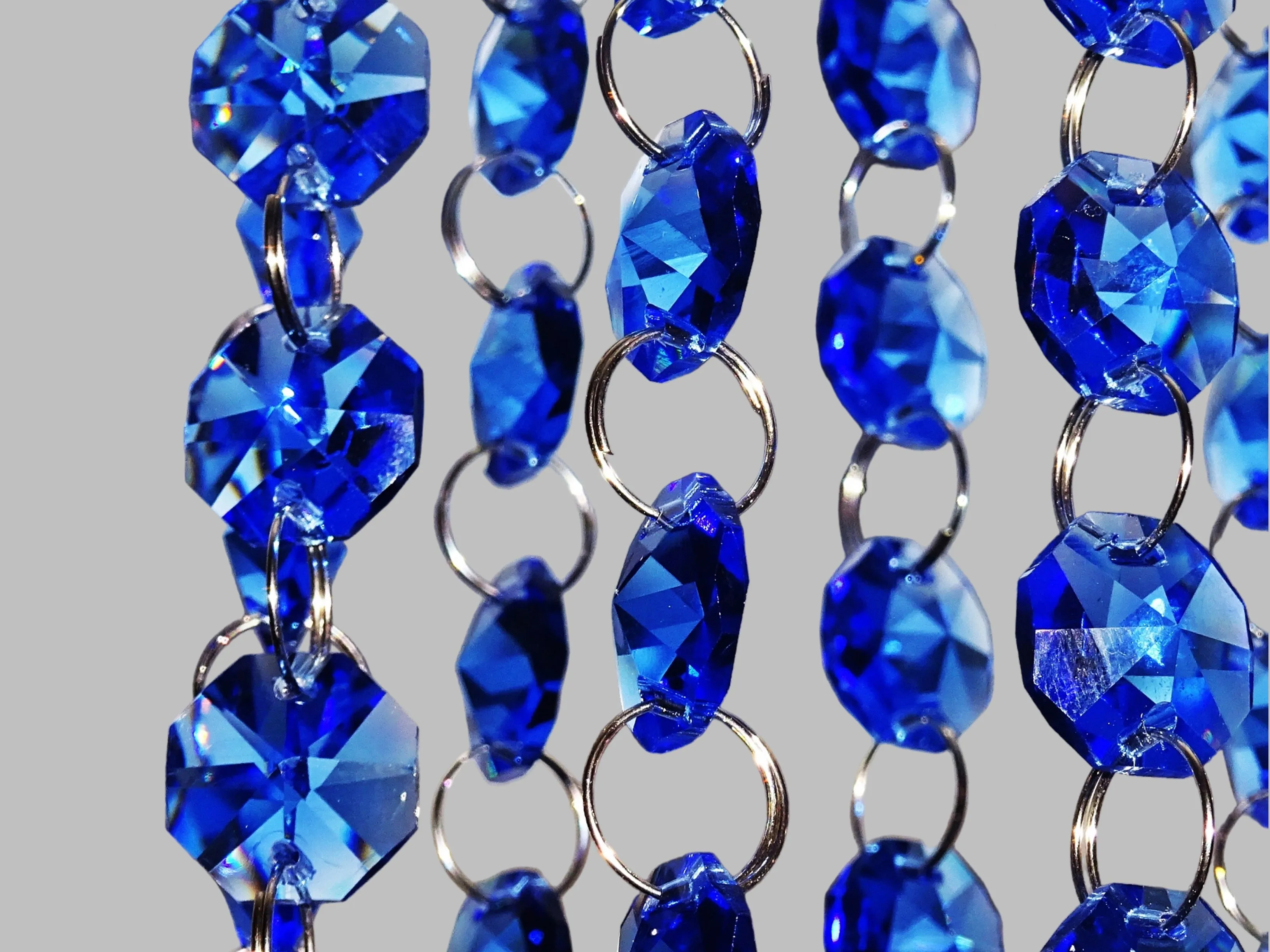 12 Strands Blue 14mm Octagon Chandelier Drops Glass Crystals 2.4m Garland Beads Droplets