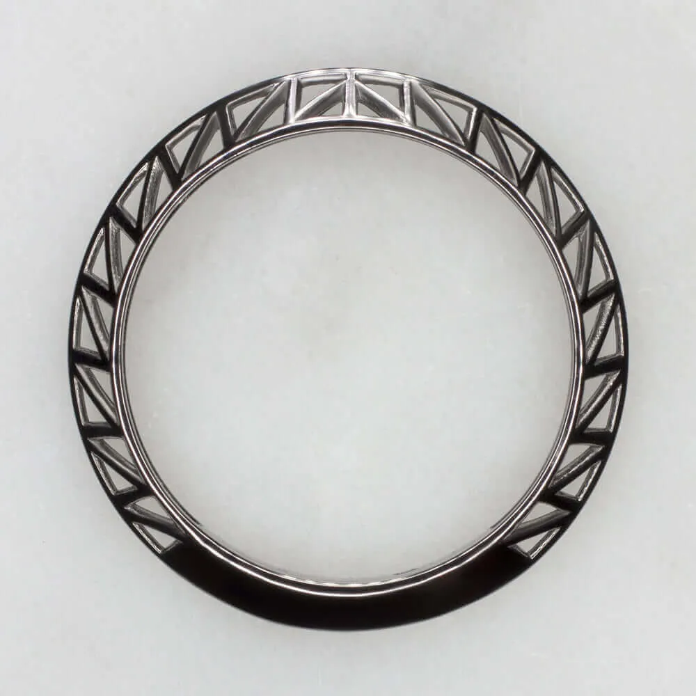 14k BLACK GOLD STACK RING WEDDING BAND MINIMAL CAGE GEOMETRIC MODERN INDUSTRIAL