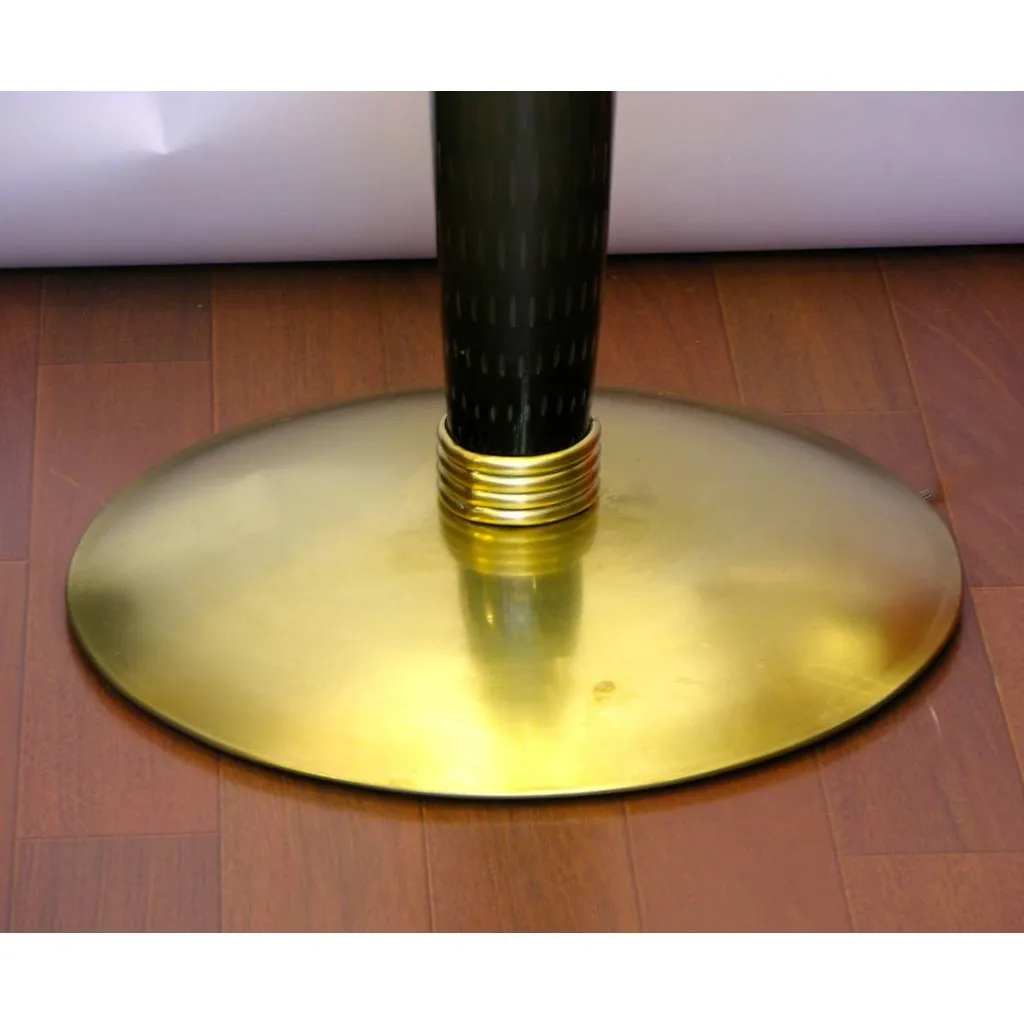 1950s Barovier Toso Olive Grey White Murano Glass Floor Lamp on Round Brass Base