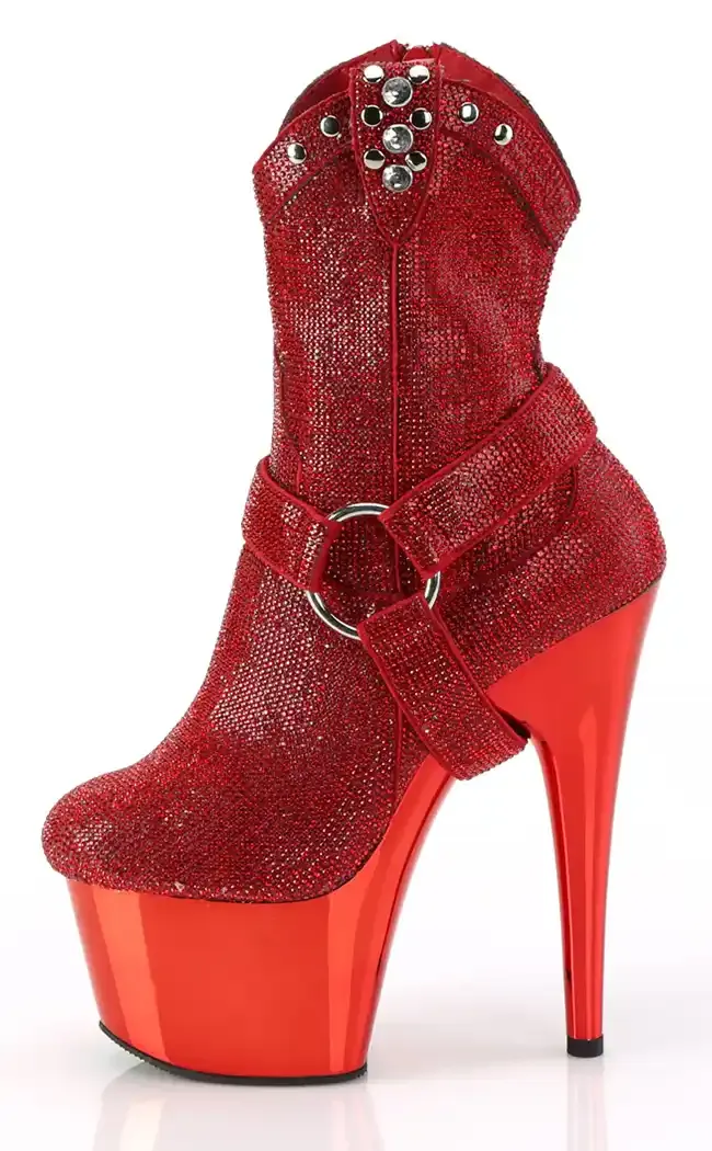 ADORE-1029CHRS Red Rhinestone Cowboy Boots