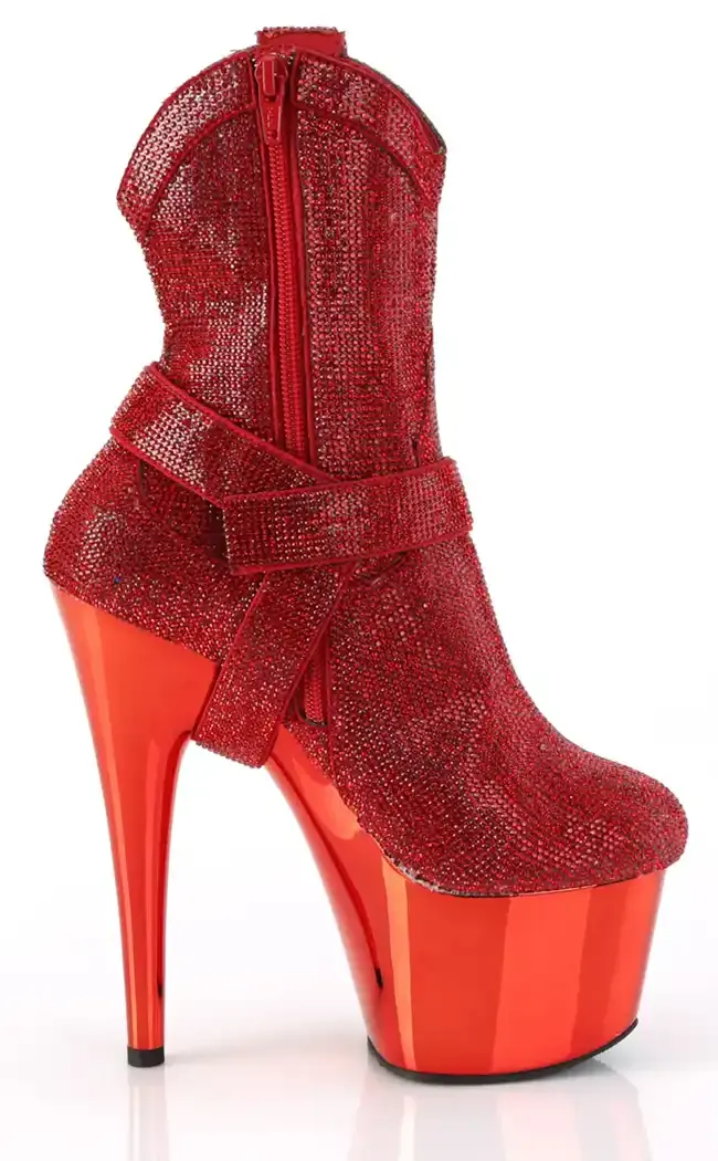 ADORE-1029CHRS Red Rhinestone Cowboy Boots