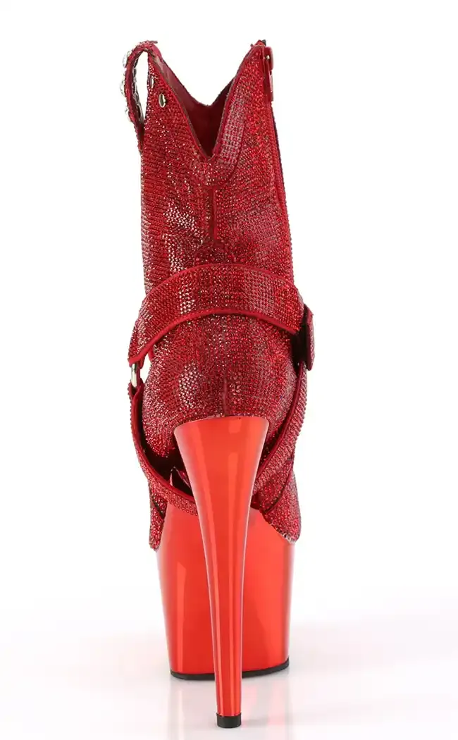 ADORE-1029CHRS Red Rhinestone Cowboy Boots