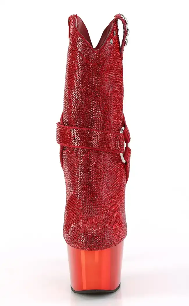 ADORE-1029CHRS Red Rhinestone Cowboy Boots