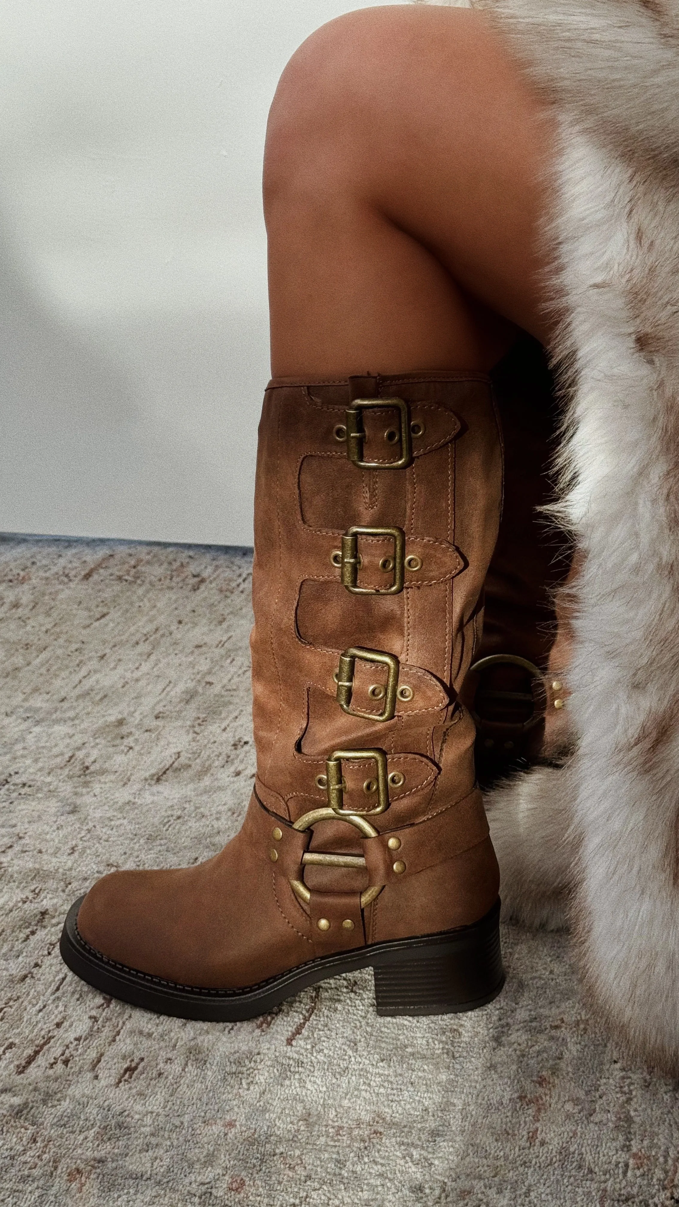 Alixa Motto Boots - Brown