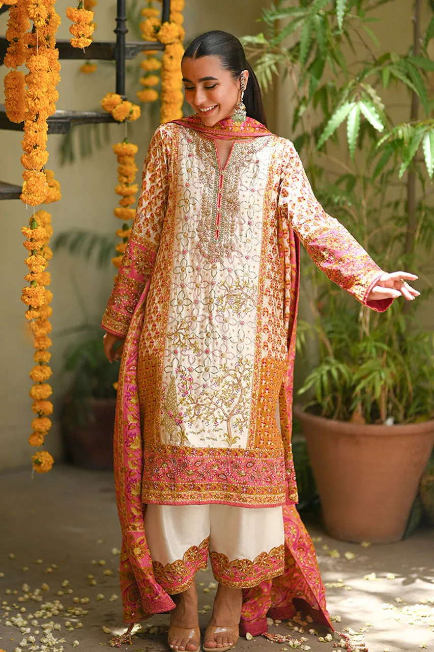 Amaltaas '24 - Twila Ivory Hand Worked Kurta, Izaar, With Block Printed Embellished Dupatta