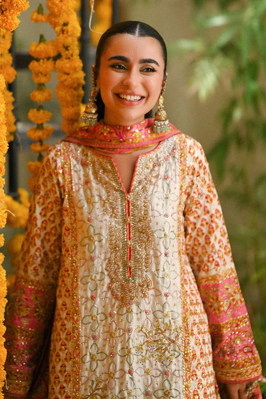 Amaltaas '24 - Twila Ivory Hand Worked Kurta, Izaar, With Block Printed Embellished Dupatta