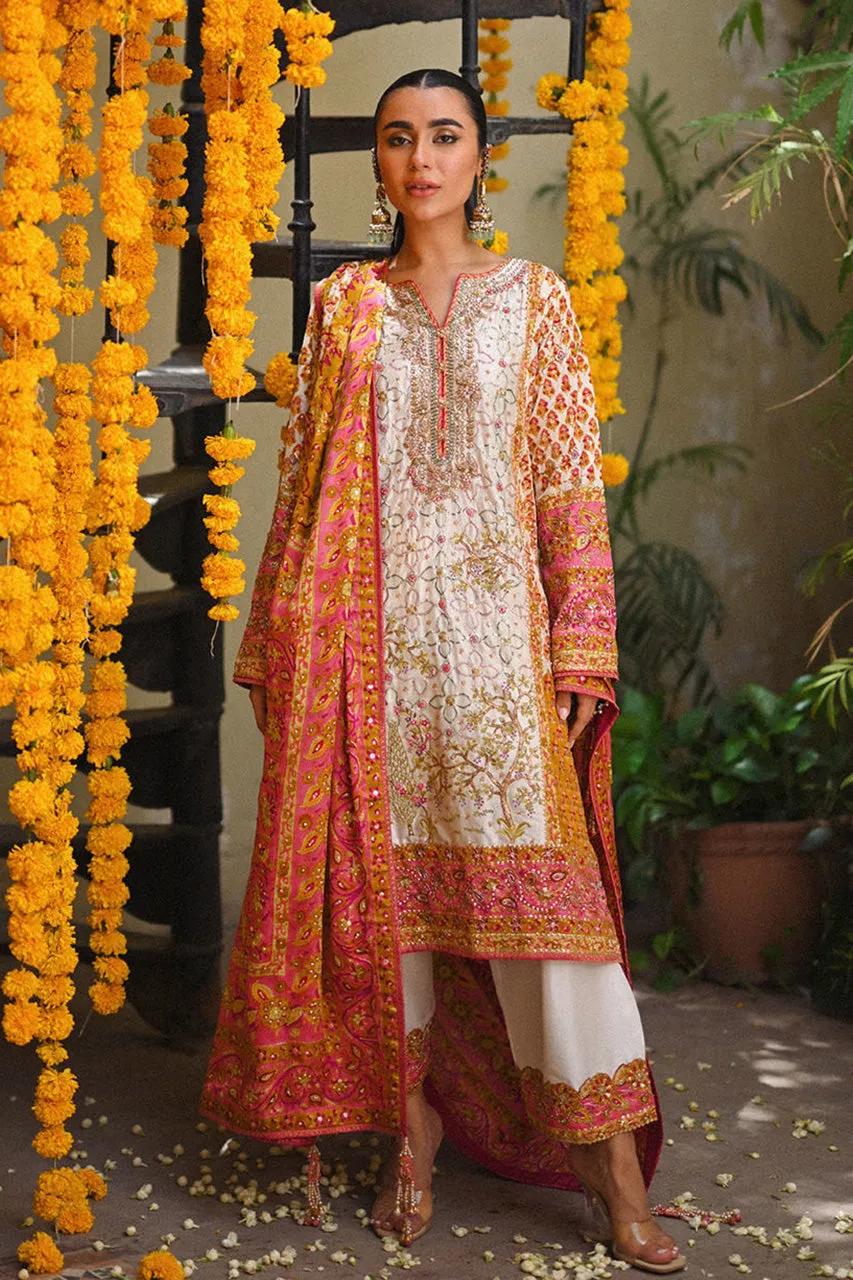 Amaltaas '24 - Twila Ivory Hand Worked Kurta, Izaar, With Block Printed Embellished Dupatta