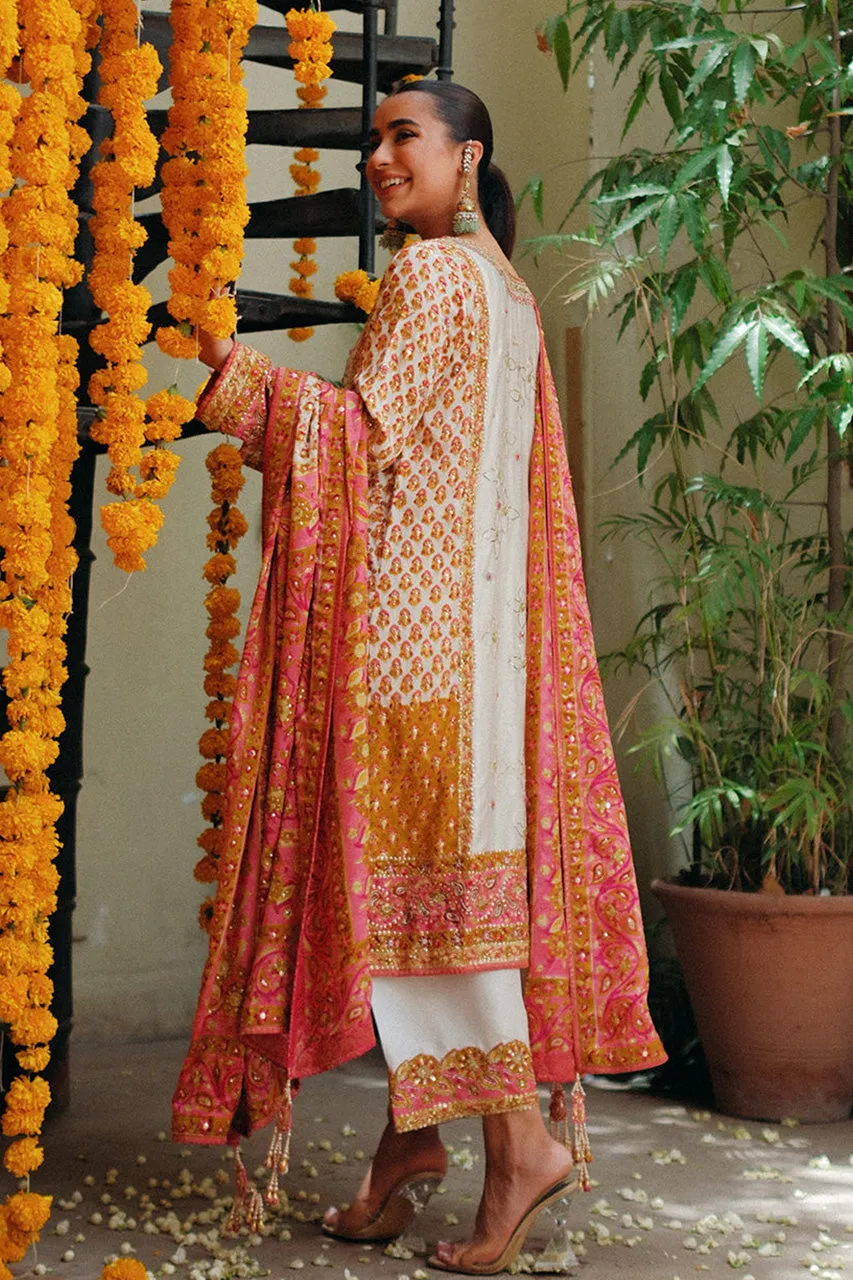 Amaltaas '24 - Twila Ivory Hand Worked Kurta, Izaar, With Block Printed Embellished Dupatta