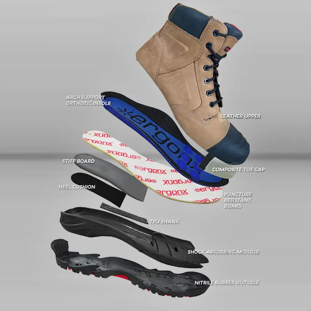 Blue Light Card Tan Lace Up Safety Boots   Socks Bundle