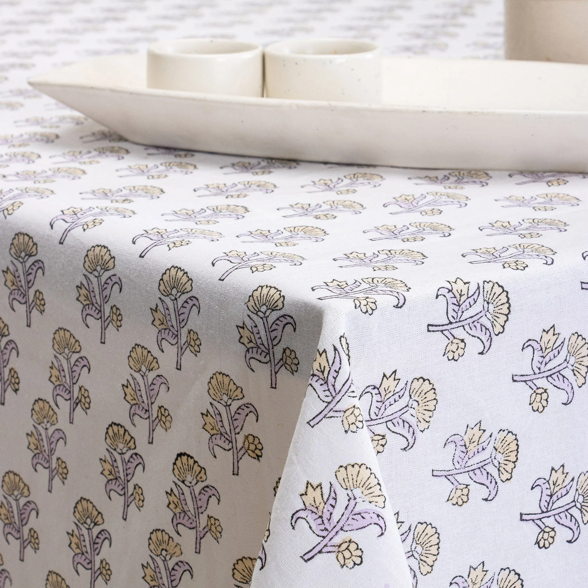 Booti Floral Block Printed Cotton Dining Cloth