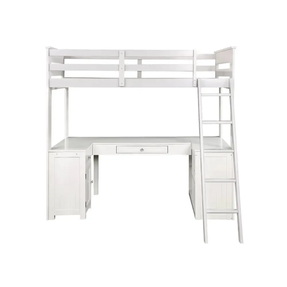 Caroline Multifunction Twin Loft Bed w/Bookcase, Drawer - Gray