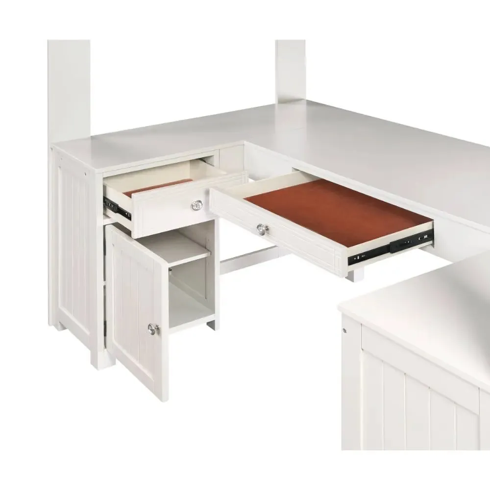 Caroline Multifunction Twin Loft Bed w/Bookcase, Drawer - Gray