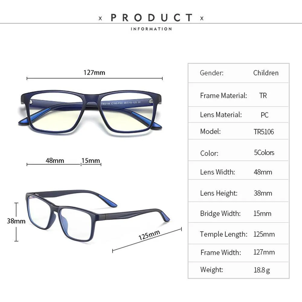 Cherub - (Age 7-12)Children Blue Light Blocking Computer Reading Gaming Glasses - Matte Transparent Dark Blue