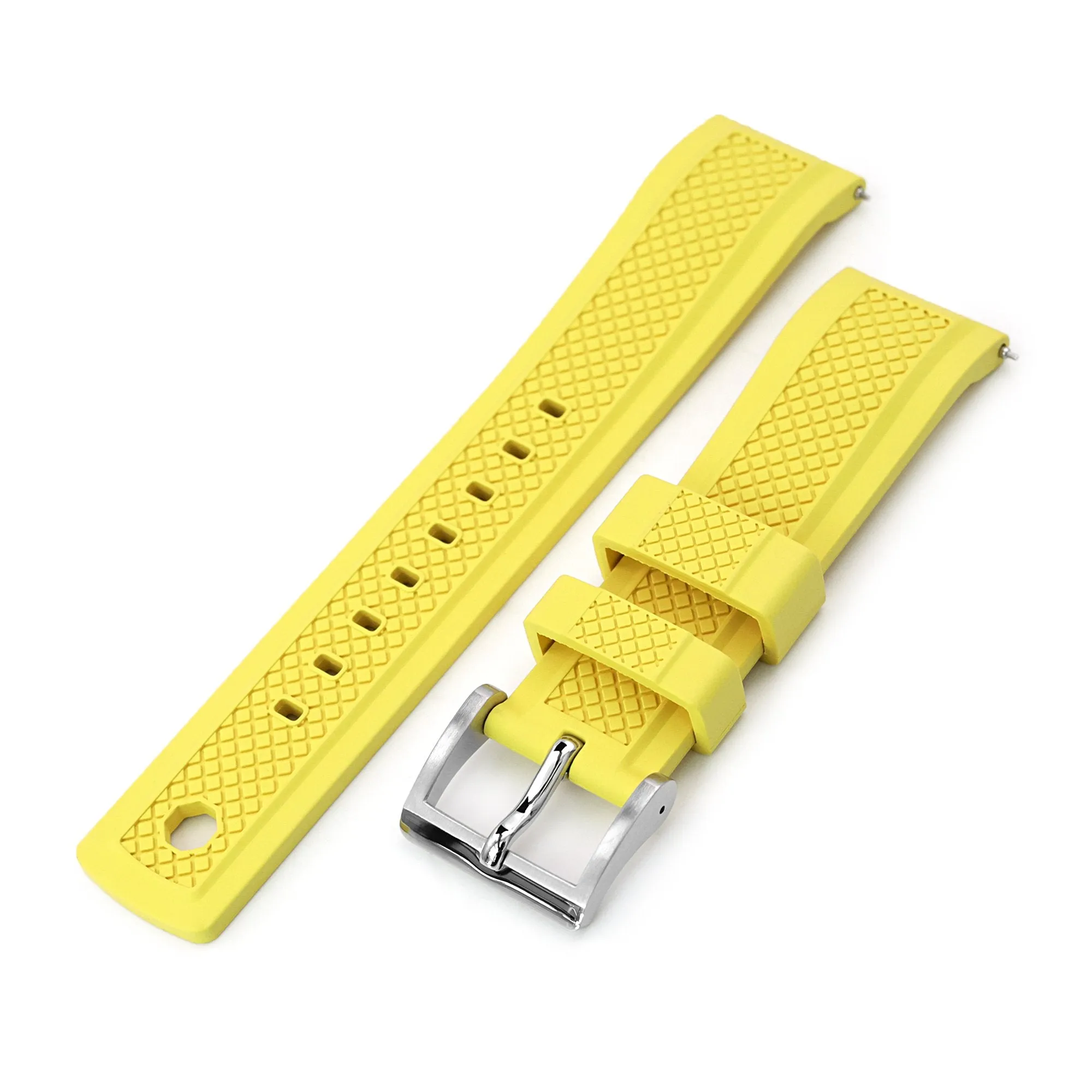 Crisscross Yellow FKM Quick Release Rubber Strap, 20mm or 22mm
