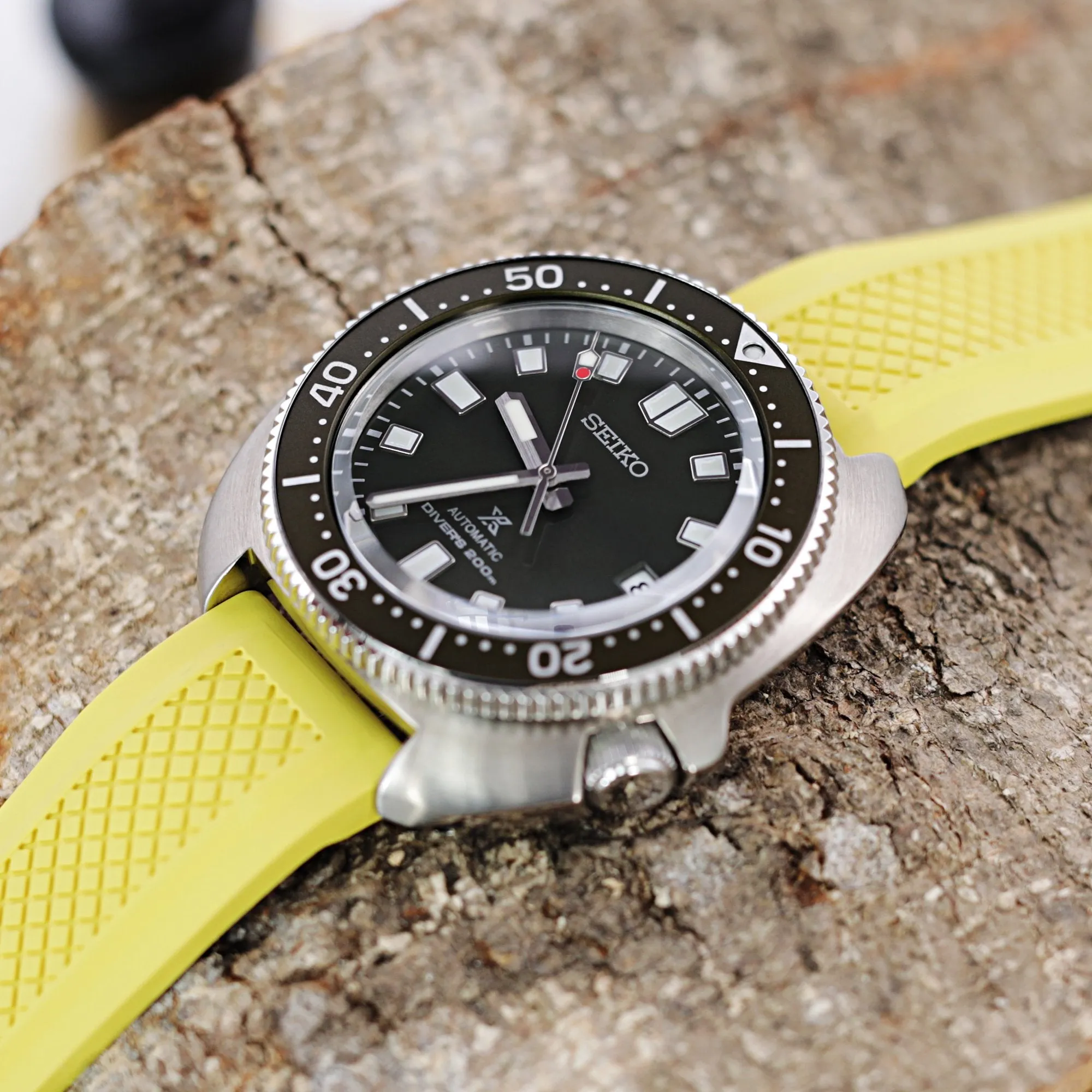 Crisscross Yellow FKM Quick Release Rubber Strap, 20mm or 22mm