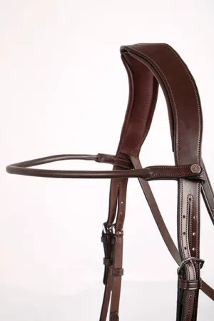 Curved Round Leather Browband - Brown