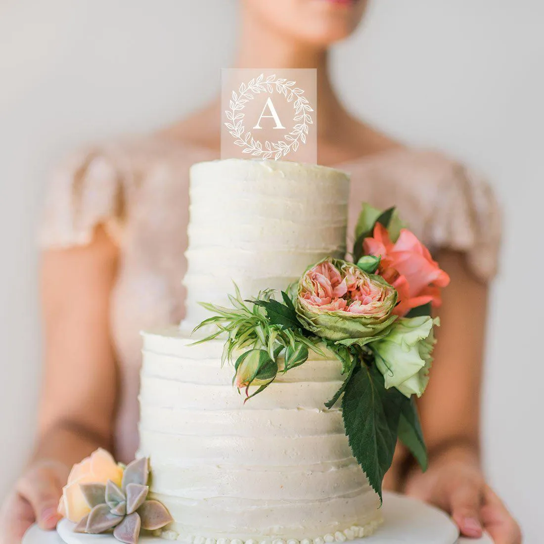 Custom Monogram Letter Initial Square Acrylic Cake Topper Collection