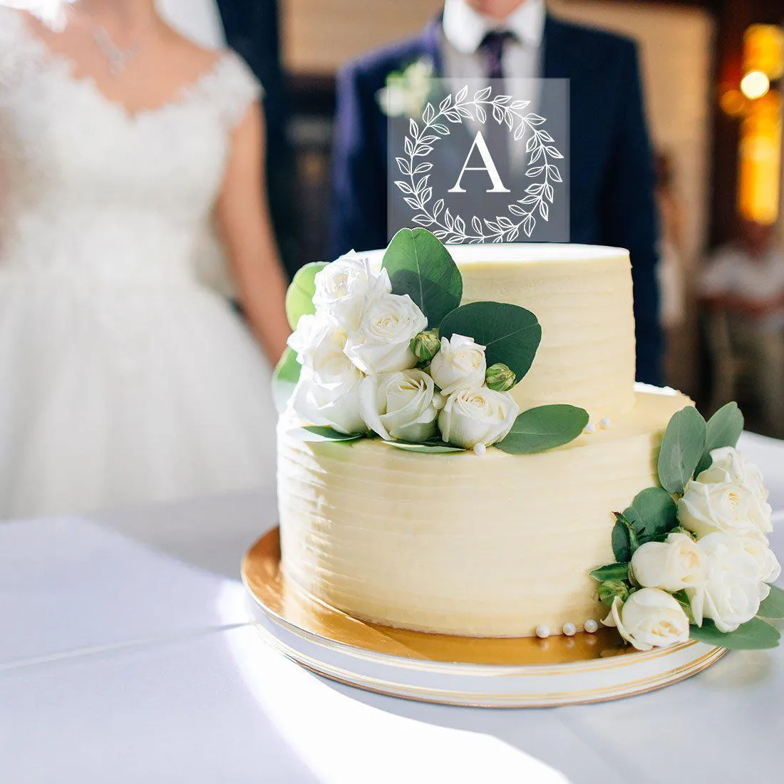 Custom Monogram Letter Initial Square Acrylic Cake Topper Collection