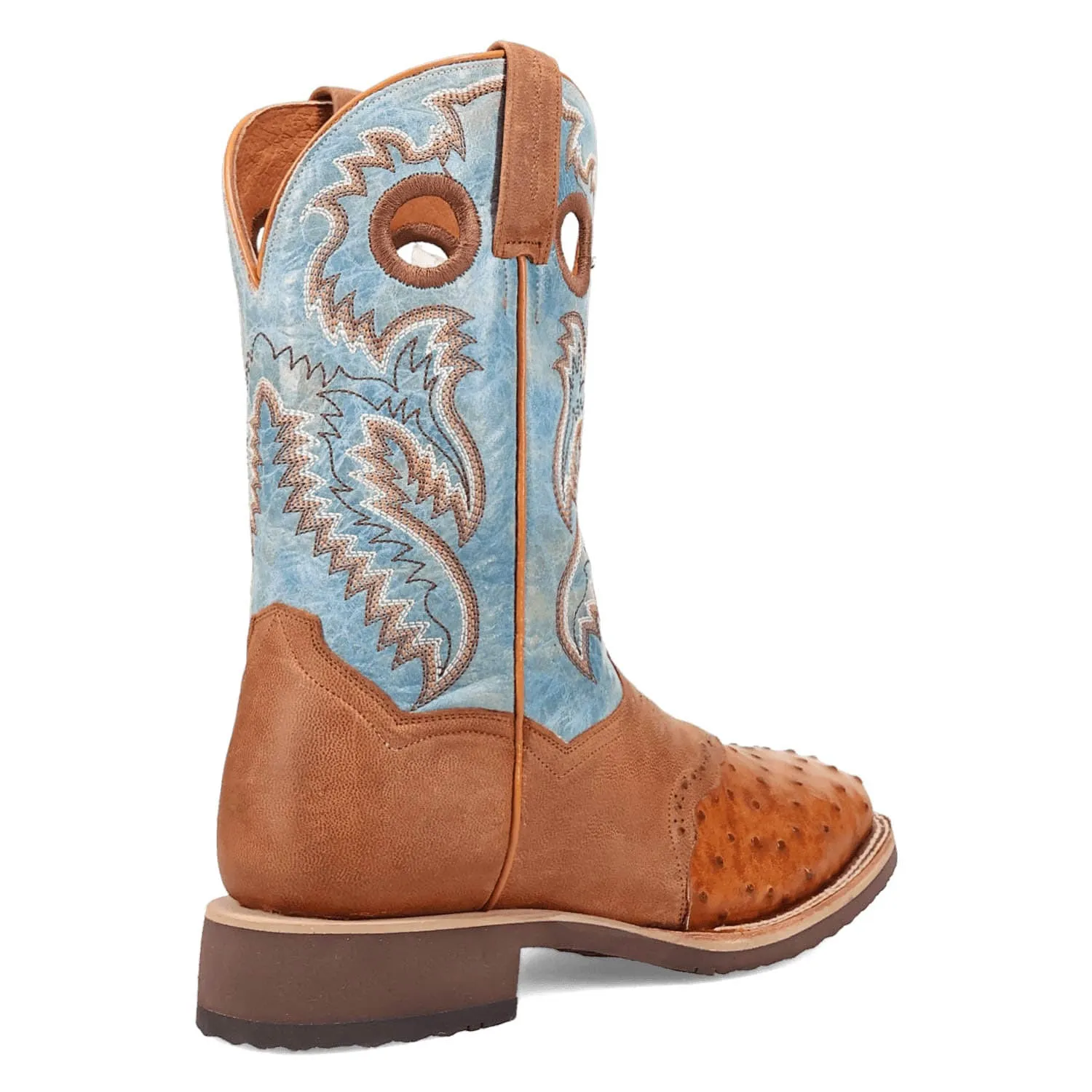 Dan Post Mens Martel Brown/Blue Full Quill Ostrich Cowboy Boots