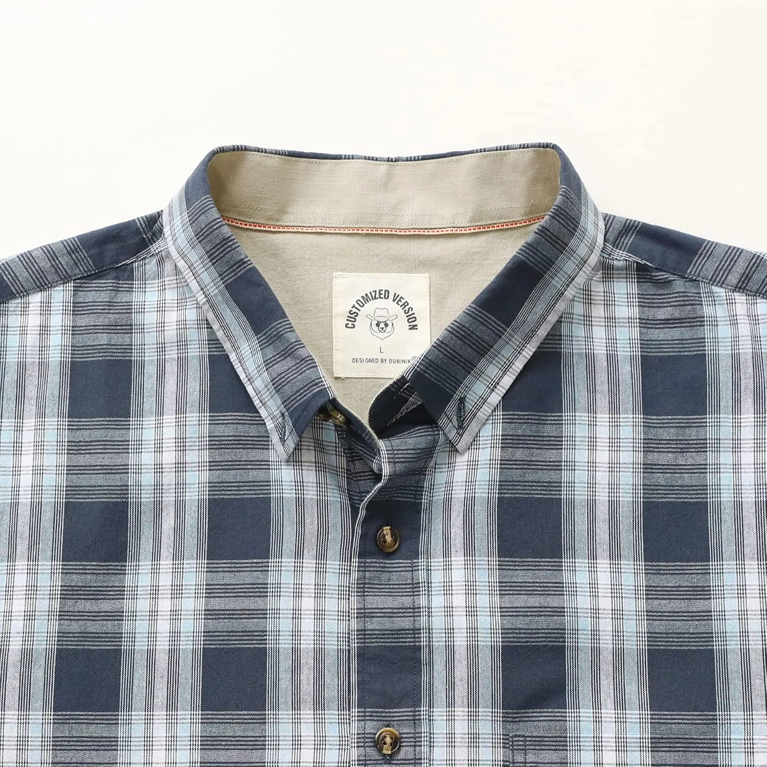Dubinik? Mens Short Sleeve Button Down Shirts 100% Cotton Plaid Men's Casual Button-Down Shirts with Pocket