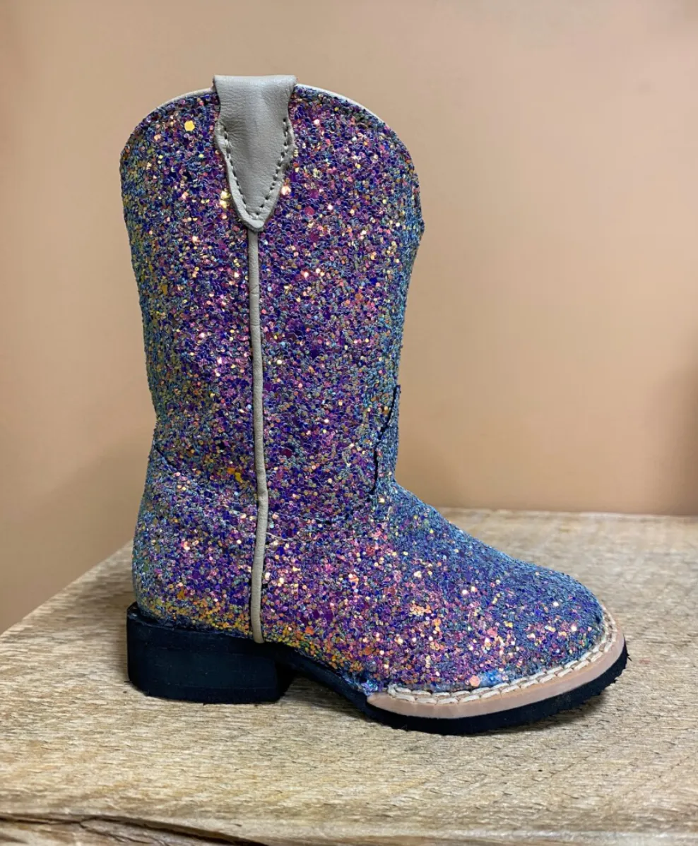 Girl's Mermaid Cowgirl-Blue Glitter Boot