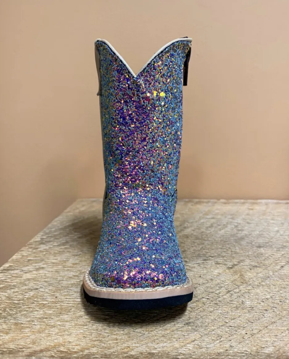 Girl's Mermaid Cowgirl-Blue Glitter Boot