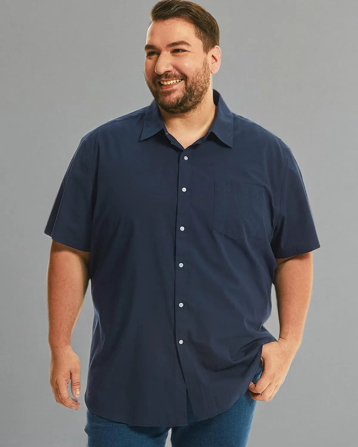 HOdo Big and Tall Mens Cotton Button Down Shirt 2XL-6XL