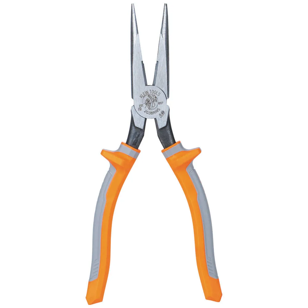 Klein 2038RINS Pliers, Long Nose Side-Cutters, Insulated, 8"