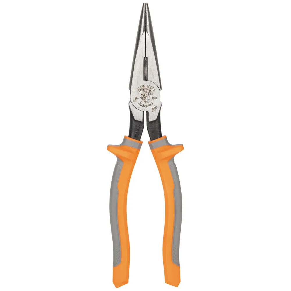 Klein 2038RINS Pliers, Long Nose Side-Cutters, Insulated, 8"