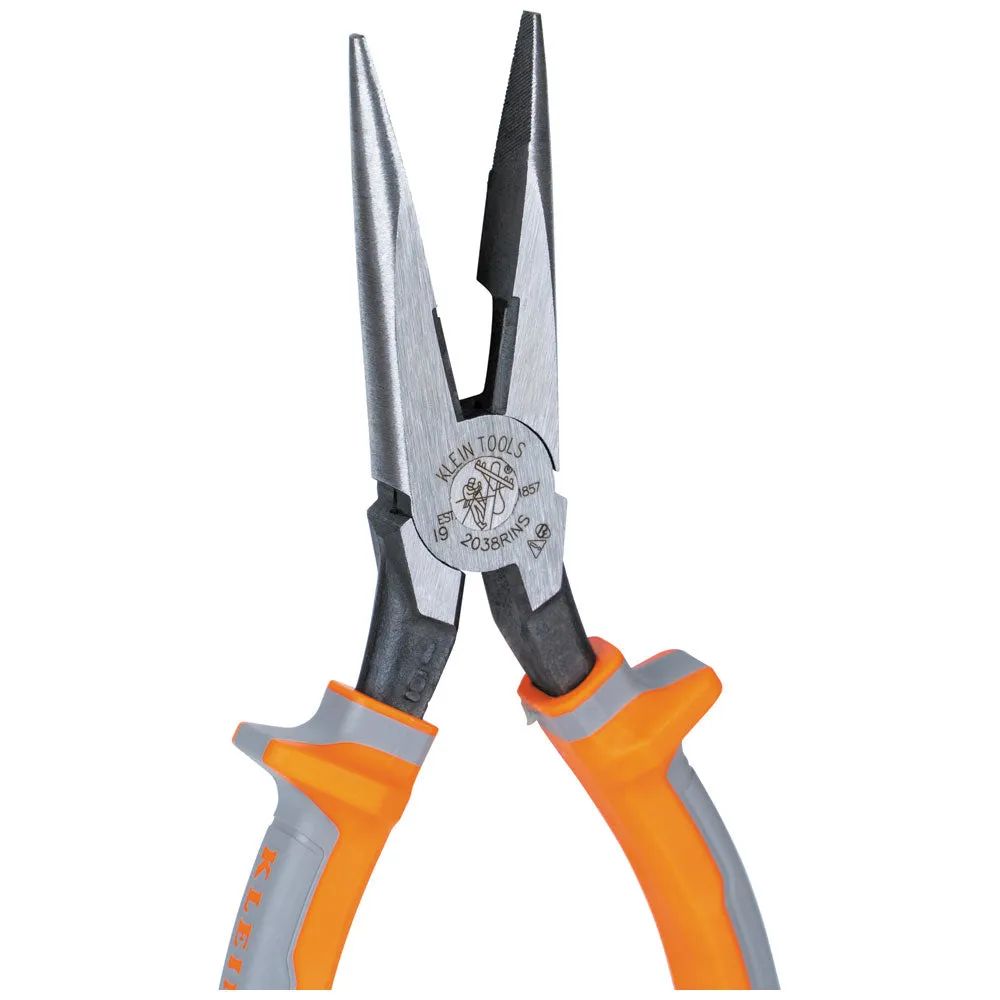 Klein 2038RINS Pliers, Long Nose Side-Cutters, Insulated, 8"