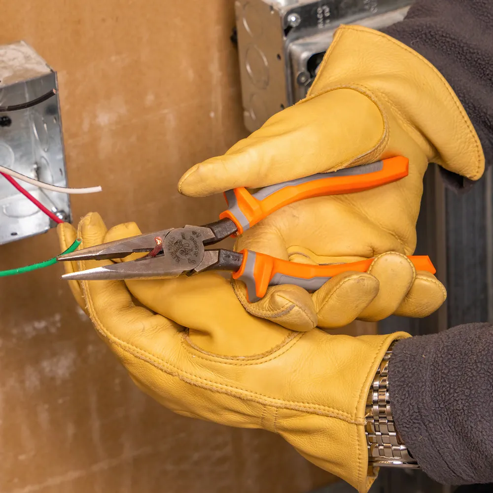 Klein 2038RINS Pliers, Long Nose Side-Cutters, Insulated, 8"