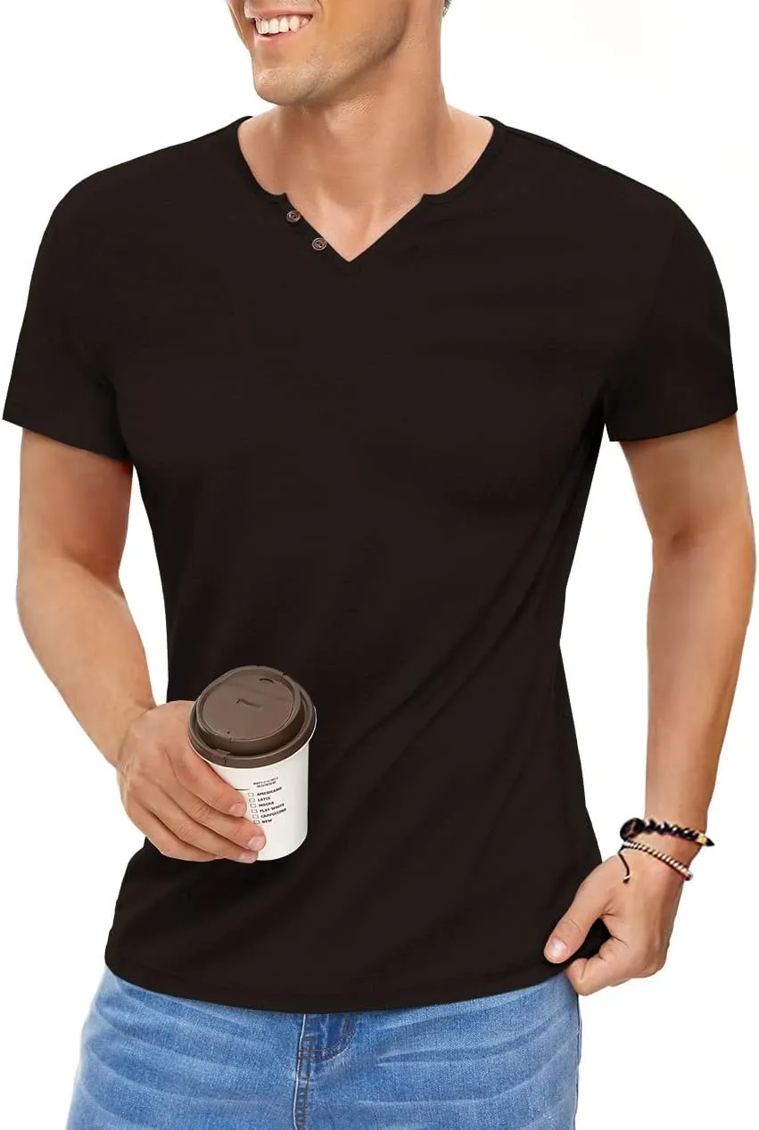 Men's Casual Slim Fit Basic Henley Short/Long Sleeve Fashion T-Shirt
