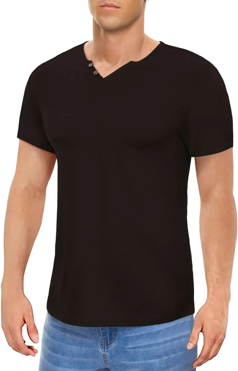 Men's Casual Slim Fit Basic Henley Short/Long Sleeve Fashion T-Shirt