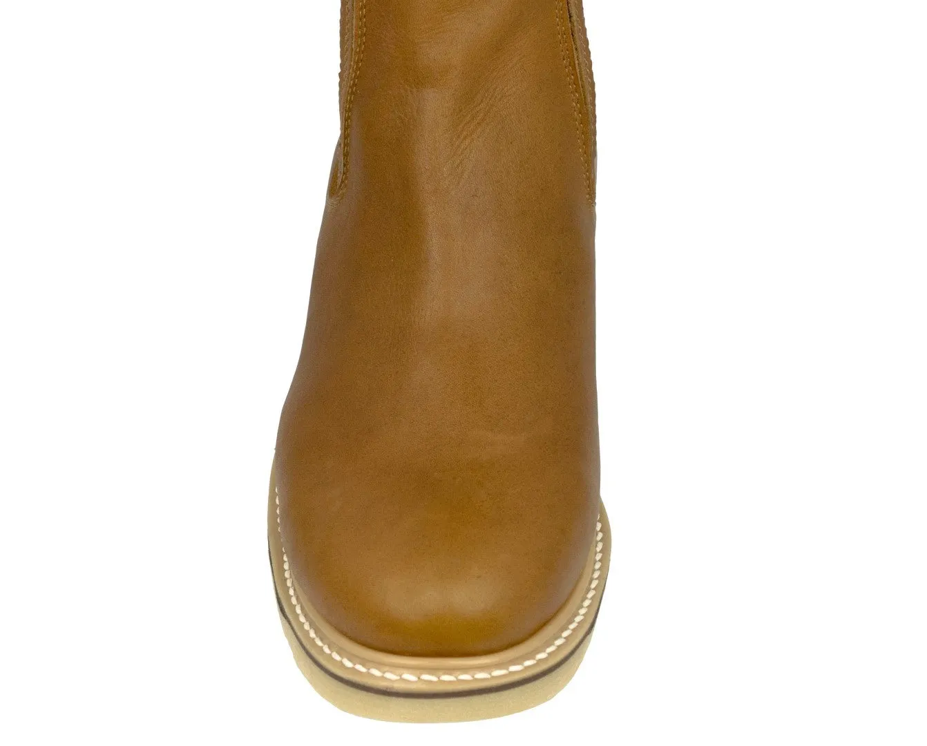 Mens Honey Brown Leather Work Boots Soft Toe Shock Absorbing - #023SA