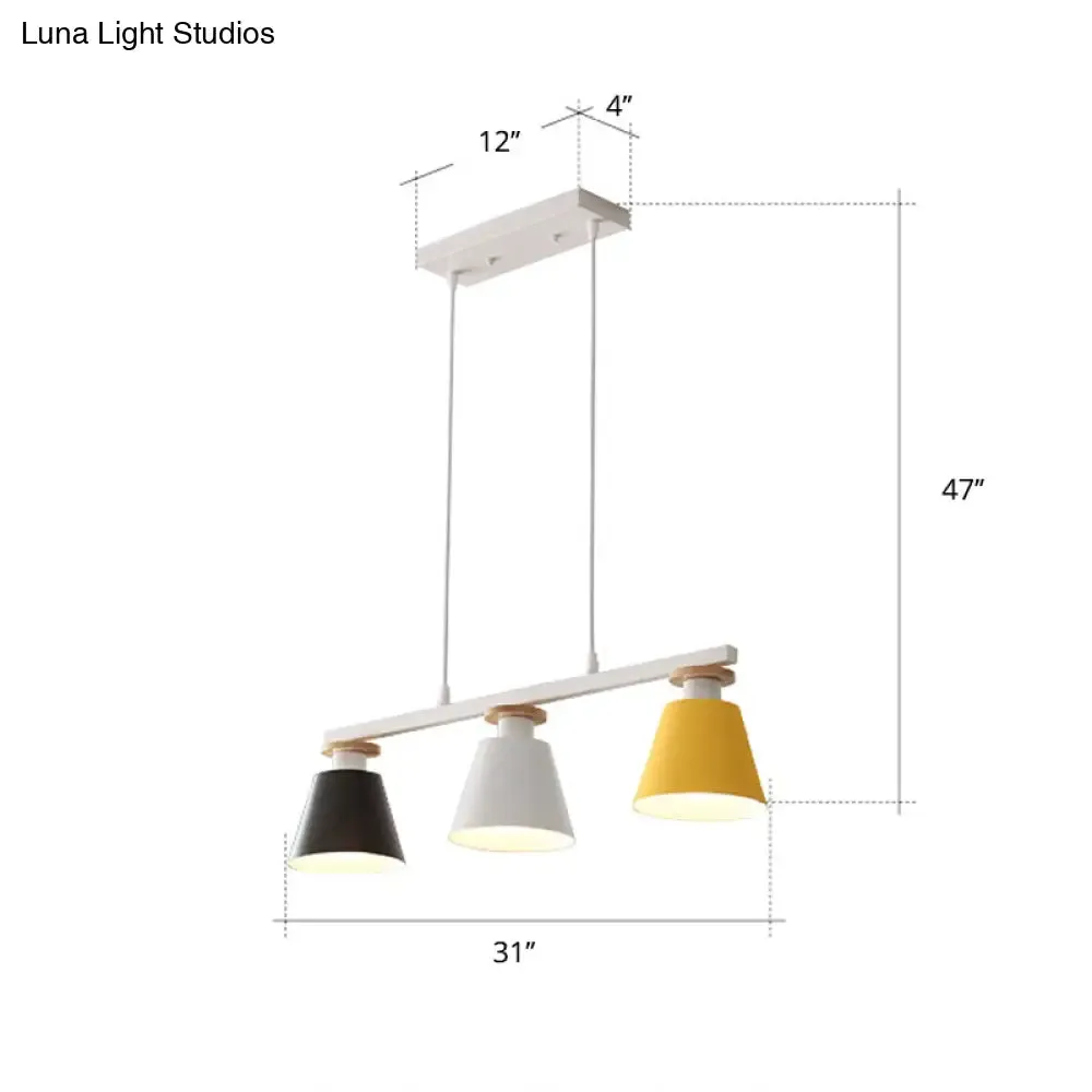 Metal 3-Light Island Pendant for Dining Room: Trifle Cup Design with Macaron Colors