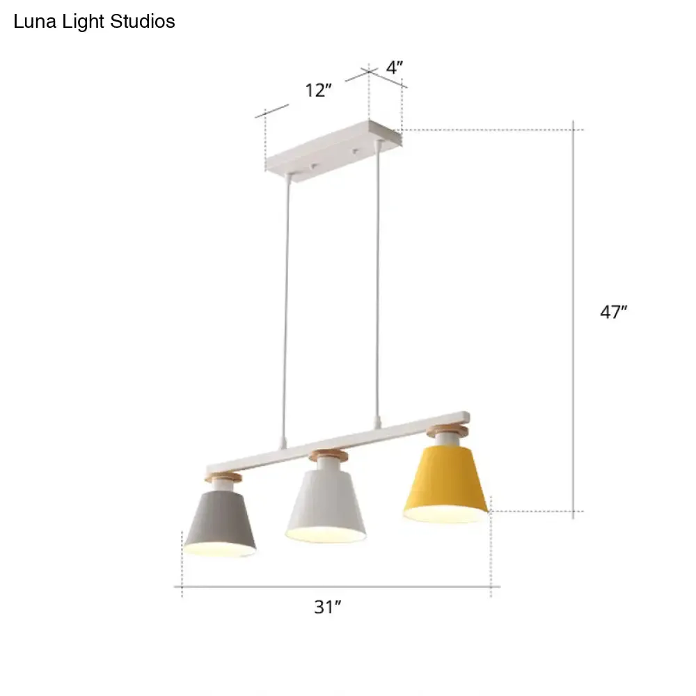 Metal 3-Light Island Pendant for Dining Room: Trifle Cup Design with Macaron Colors