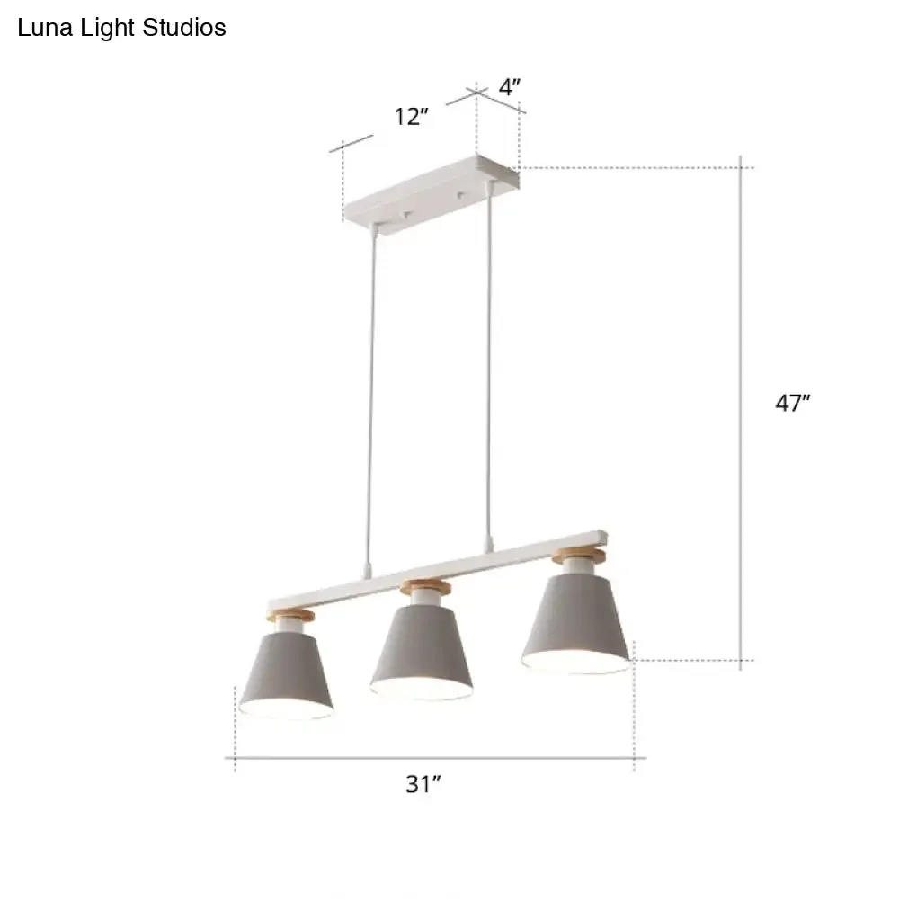 Metal 3-Light Island Pendant for Dining Room: Trifle Cup Design with Macaron Colors