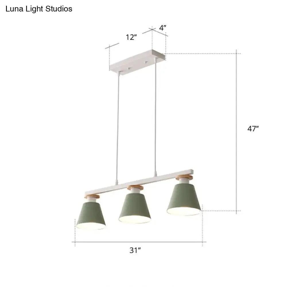 Metal 3-Light Island Pendant for Dining Room: Trifle Cup Design with Macaron Colors