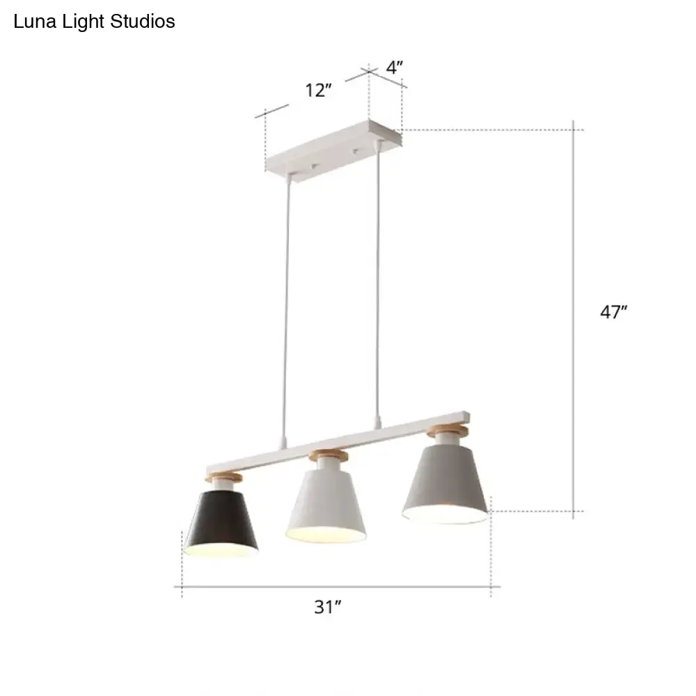 Metal 3-Light Island Pendant for Dining Room: Trifle Cup Design with Macaron Colors