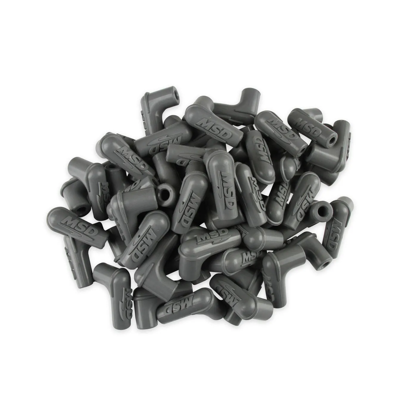 MSD Spark Plug Wire Boots - Spark Plug - 90 Degree - MSD Logo - Spark Plug Boots - Gray - (Set of 50)