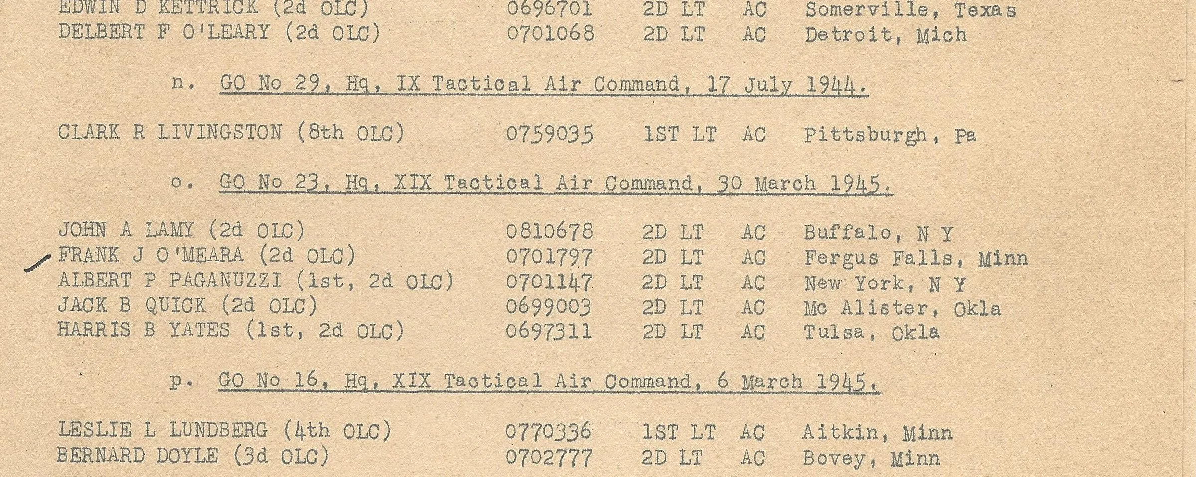 Original U.S. WWII P-47 Thunderbolt Fighter Pilot Named Grouping with Interview - 392nd Fighter Squadron