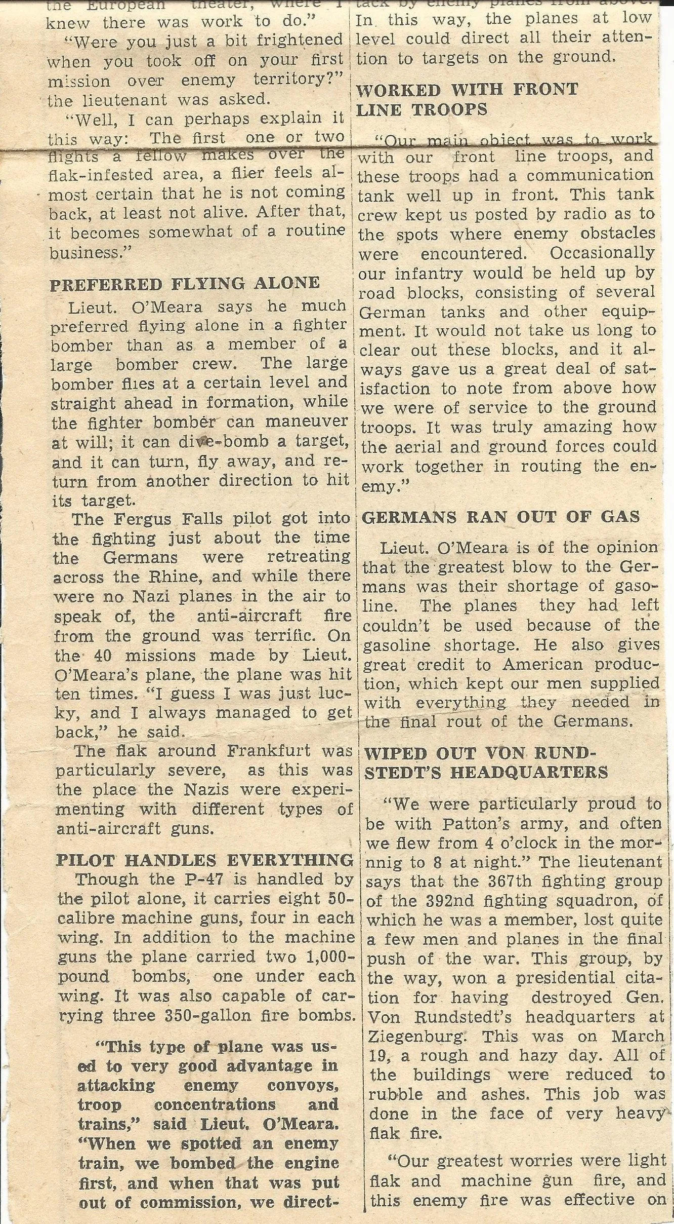 Original U.S. WWII P-47 Thunderbolt Fighter Pilot Named Grouping with Interview - 392nd Fighter Squadron