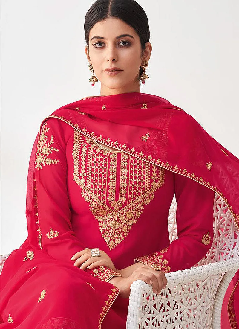 Pink Golden Salwar Kameez