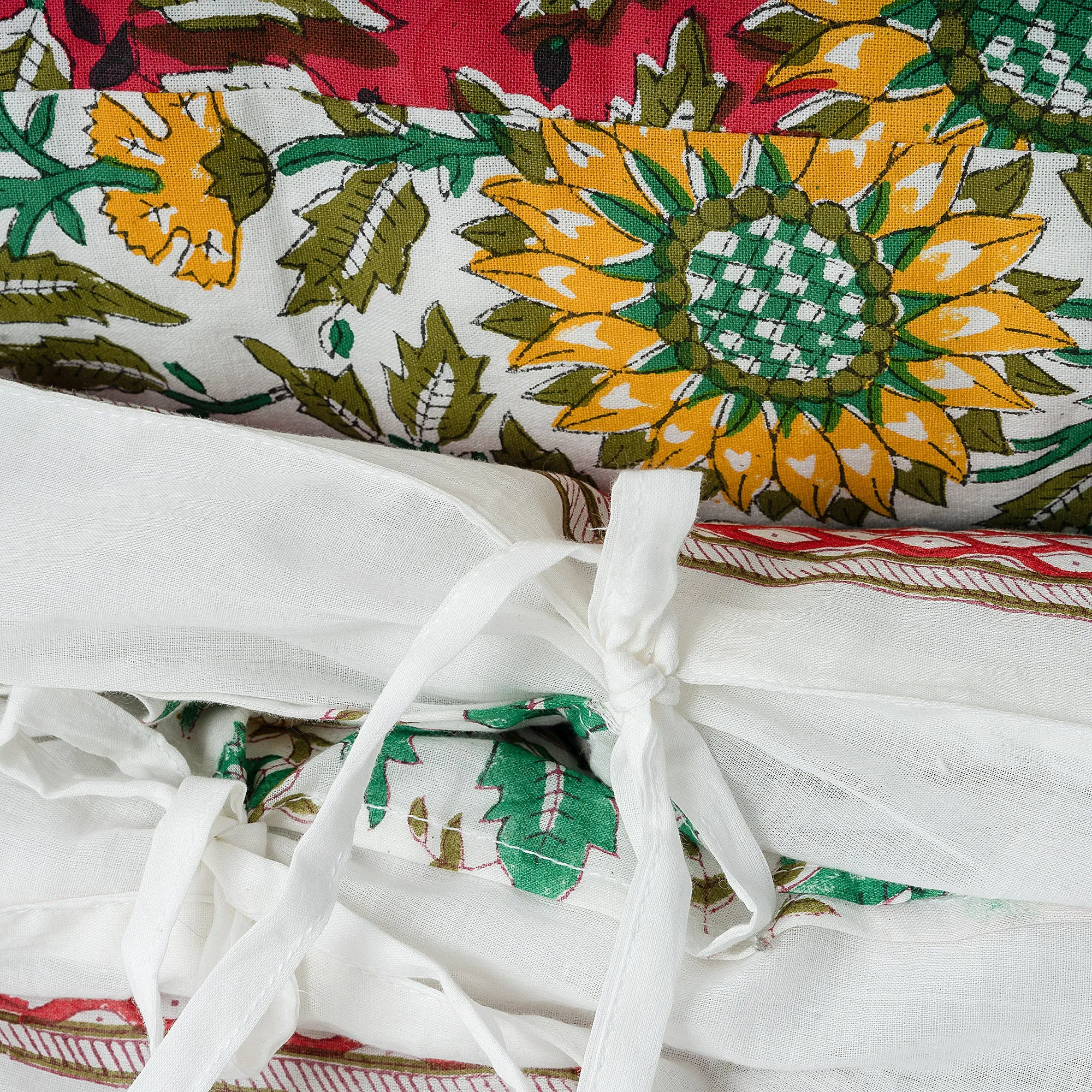 Premium Multicolor Floral Block Print Soft Cotton Single Duvet Cover with Shams