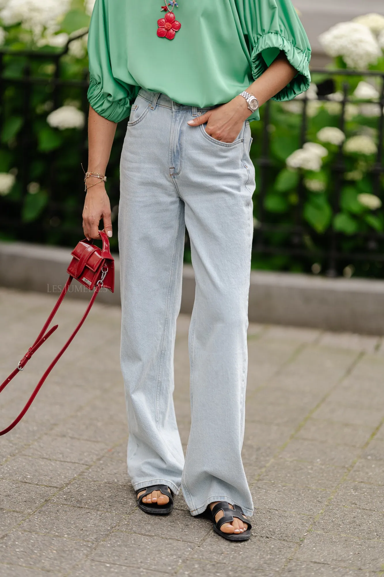 SLFAlice wide long jeans sky blue