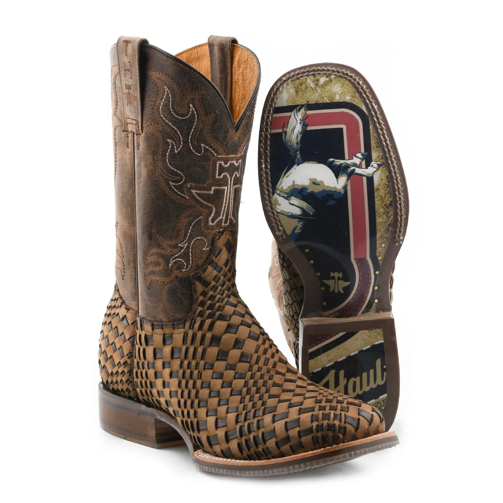 Tin Haul Men's Dream Weaver / Bronc Rider Square Toe Boots 0475